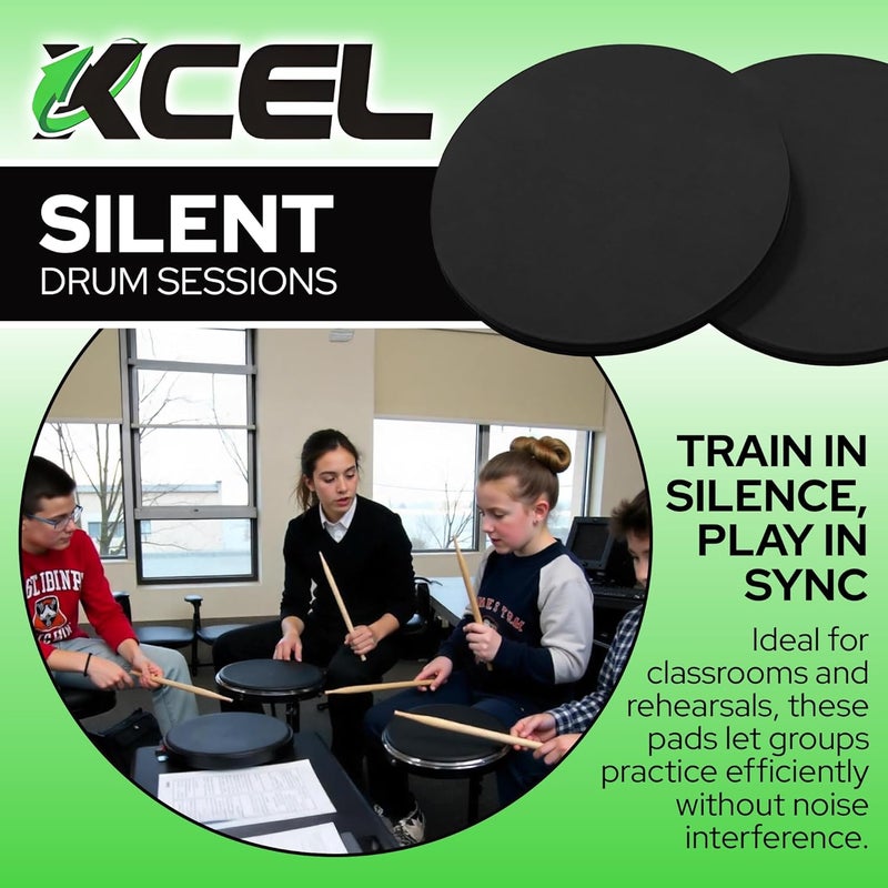 Xcel 4 Drum Practice Pads + 2 Drum Sticks - Portable for Snare, Drum Kits - Non Slip for Stability - 11 Inch Round x 3/8 Inch Thick (4 Drum Pads + 2 Drum Sticks) - Image 5